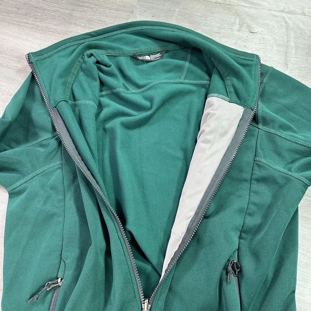 The North Face Jacket Mens Medium Green‎ Softshell Full Zip Hiking Outdoor Lined
